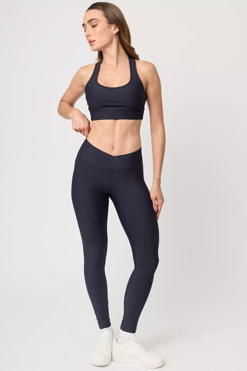 Legging deportivo Noire Preto para mujer vista frontal