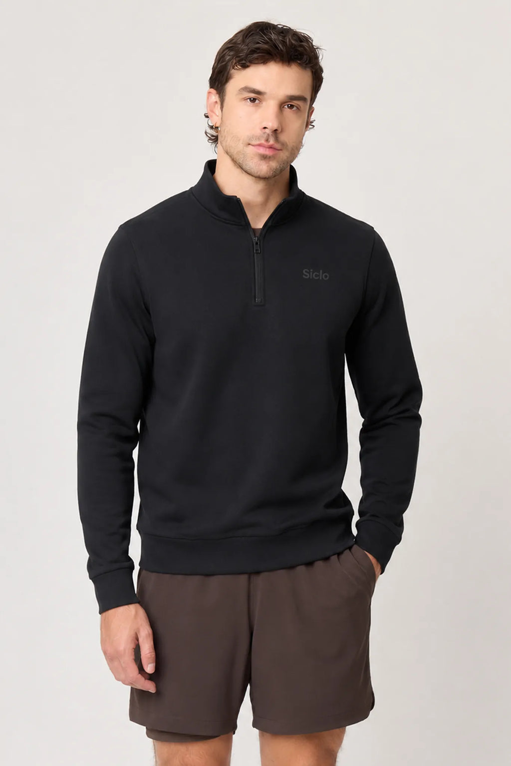 Sudadera de medio cierre Tempo Half Zip negra para hombre