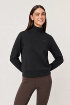 Sudadera de medio cierre Tempo Half Zip negra para mujer